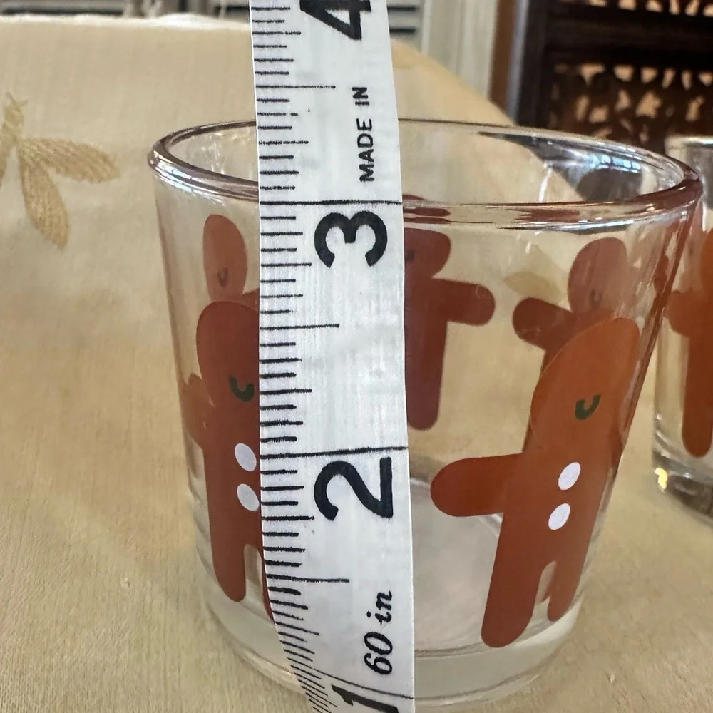 IKEA Set of 2 Clear Glass Gingerbread Men Candle / Votive / Tealight Holders.